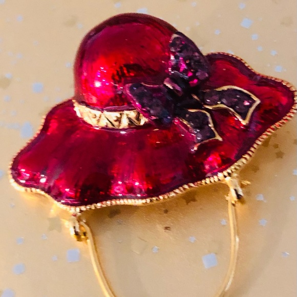 Rhinestone & Enamel Hat Brooches (2) - Red Hat Society, NWOT - Picture 4 of 13
